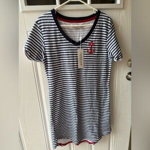 NWT Ingear Navy and White Striped Dress with Red Anchor